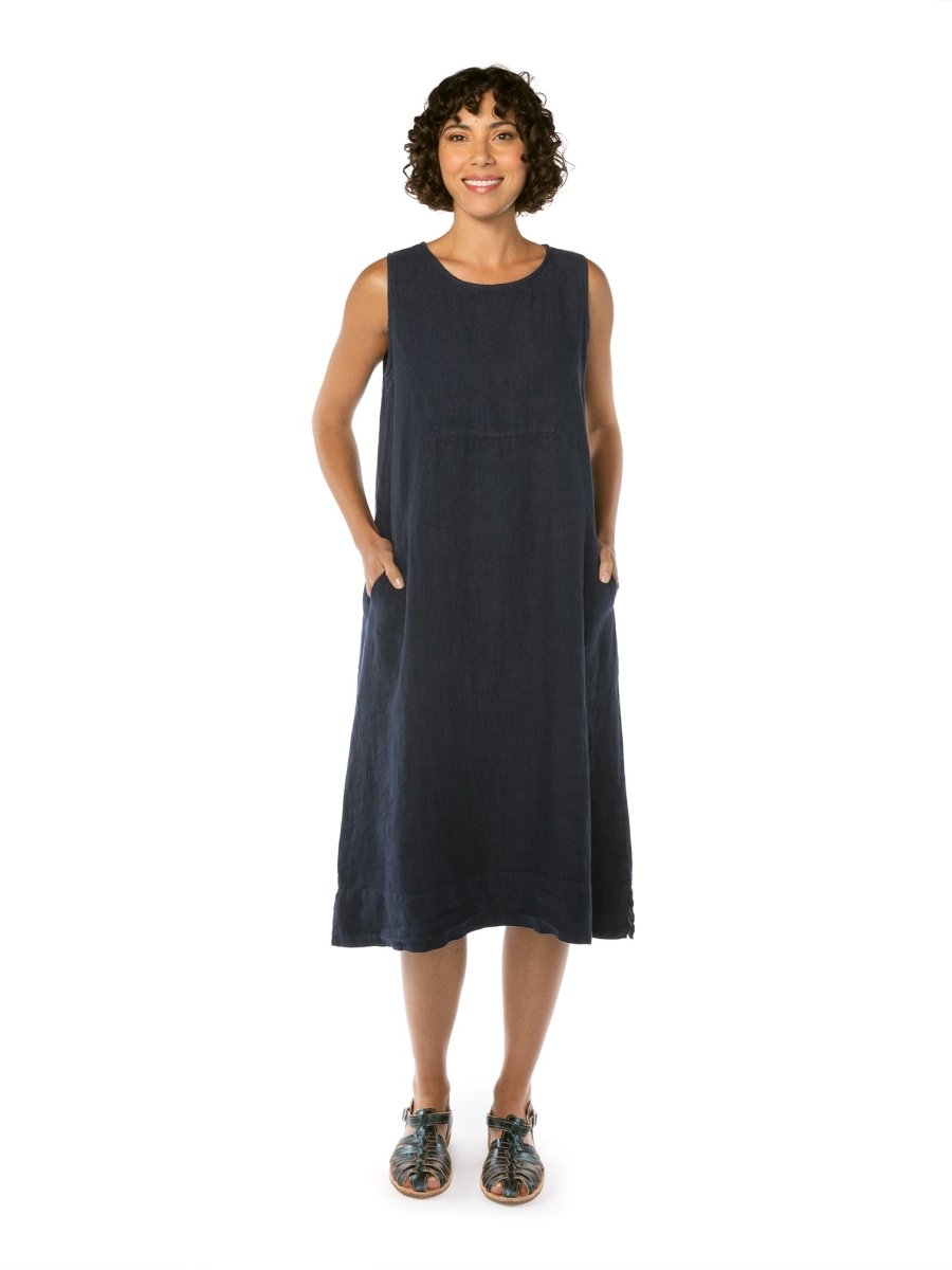 CUT LOOSE SEAMED EASY DRESS - SOLID LINEN
