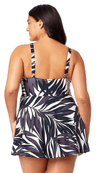 ANNE COLE PLU SIZE PALM CHIC V NECK SWIMDRESS - one p - ANNE COLE