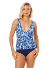 ANNE COLE TYE DYE IKAT RING PLUNGE TRI TANKINI TOP - tankini tops - ANNE COLE