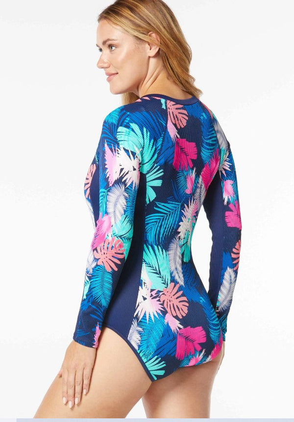 BEACH HOUSE SCULPT LONG SLEEVE ZIP FRONT ONE PCE - one piece - BEACH HOUSE