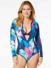 BEACH HOUSE SCULPT LONG SLEEVE ZIP FRONT ONE PCE - one piece - BEACH HOUSE