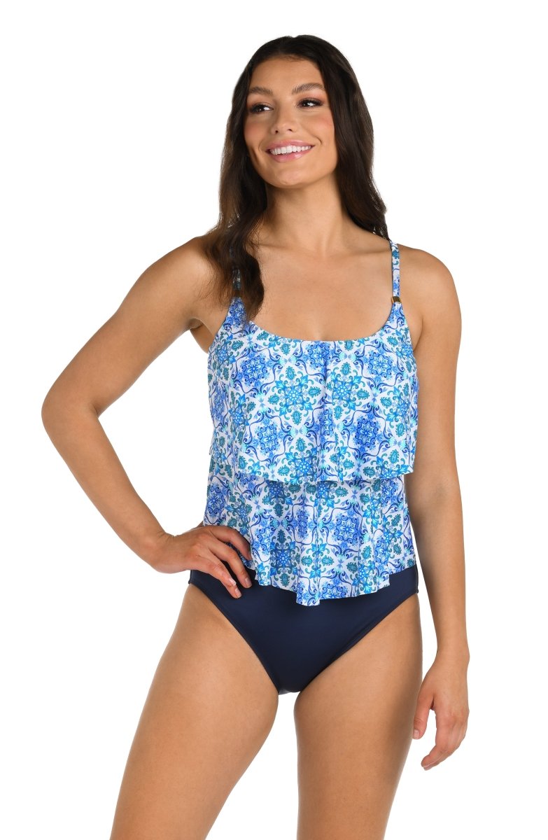 BEACHSIDE TILE TIERED TANKINI TOP - tankini tops - 24TH & OCEAN