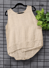 BEYOND CAPRI LINEN TANK WITH LACE BACK - tops - PLUM LOCO