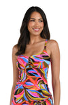 LA BLANCA TROPIC WAVES LINGERIE STRAP LINGERIE TANKINI TOP - tankini tops - LA BLANCA