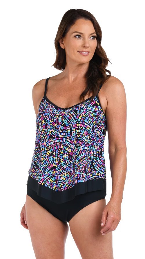 MAXINE COLORBURST FLUTTER TANKINI TOP - tankini tops - MAXINE