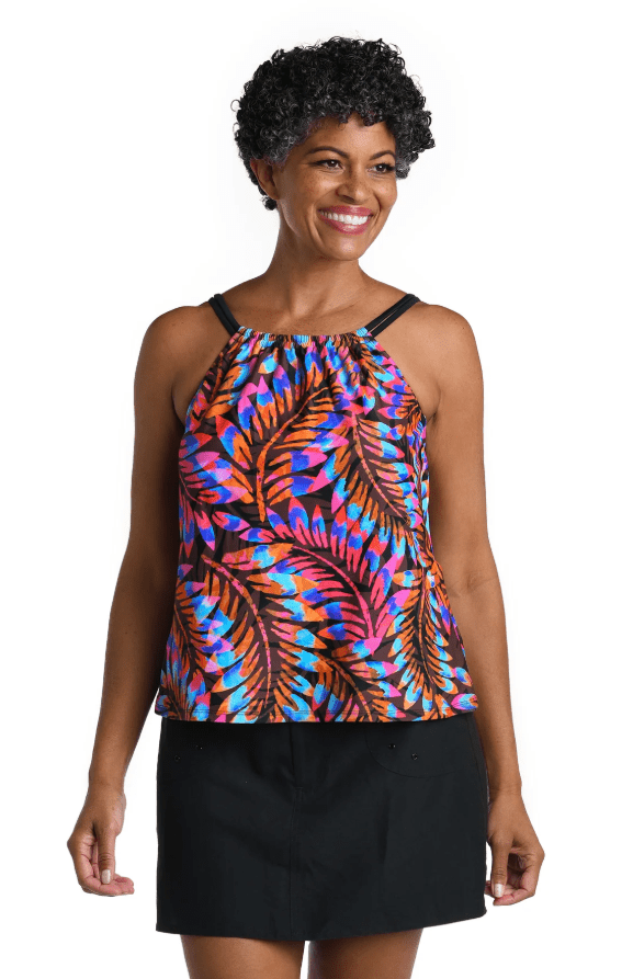 MAXINE JUNGLE PALM HIGH NECK TANKINI TOP - tankini tops - MAXINE