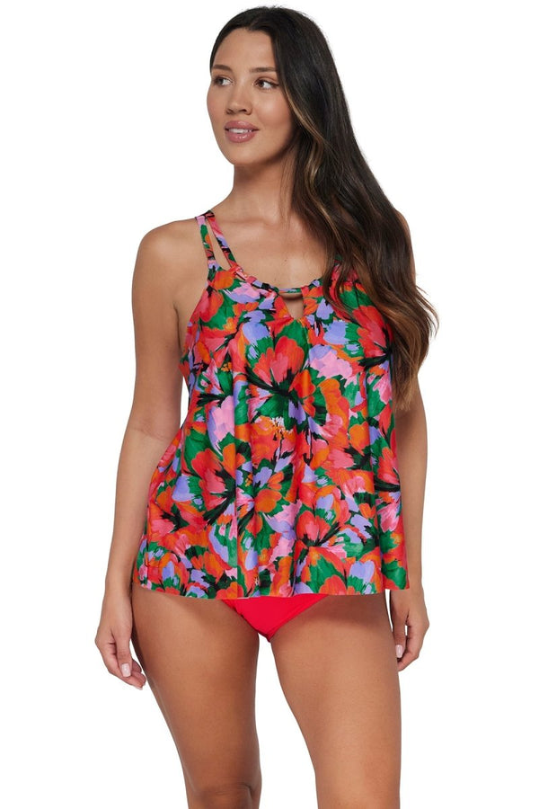 SUNSETS ESCAPE PRINTED SADIE TANKINI TOP - tankini tops - SUNSETS