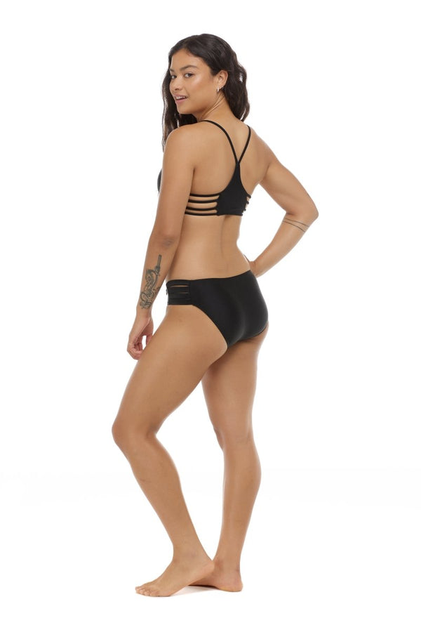 Body Glove Womens Hang Loose Brasilia Bikini Bottoms (Black/Multi)