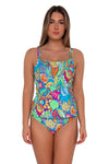 SUNSETS PRINTED TAYLOR CUP SIZE TANKINI TOP - tankini tops - SUNSETS