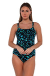 SUNSETS PRINTED TAYLOR CUP SIZE TANKINI TOP - tankini tops - SUNSETS