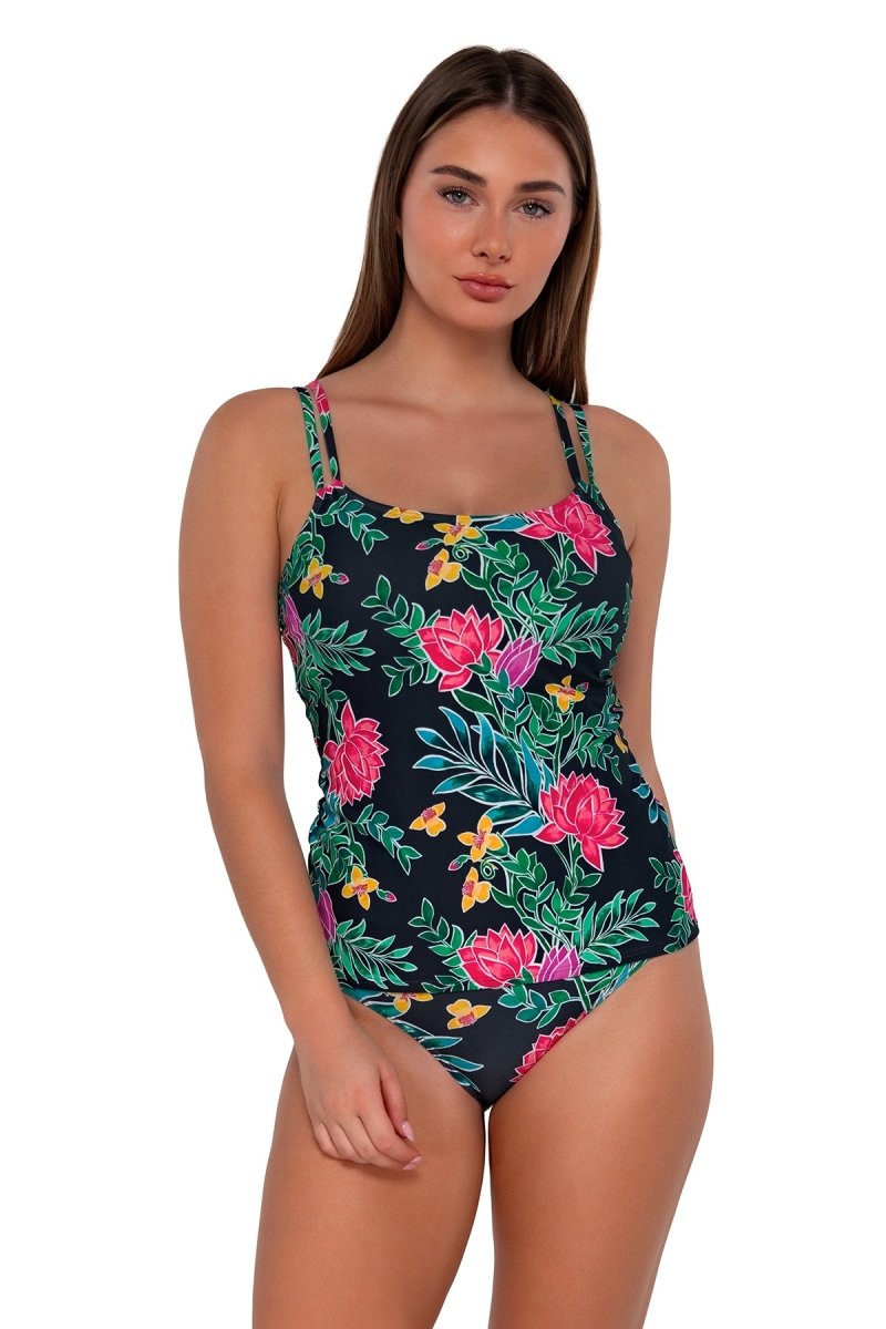 SUNSETS PRINTED TAYLOR CUP SIZE TANKINI TOP - tankini tops - SUNSETS